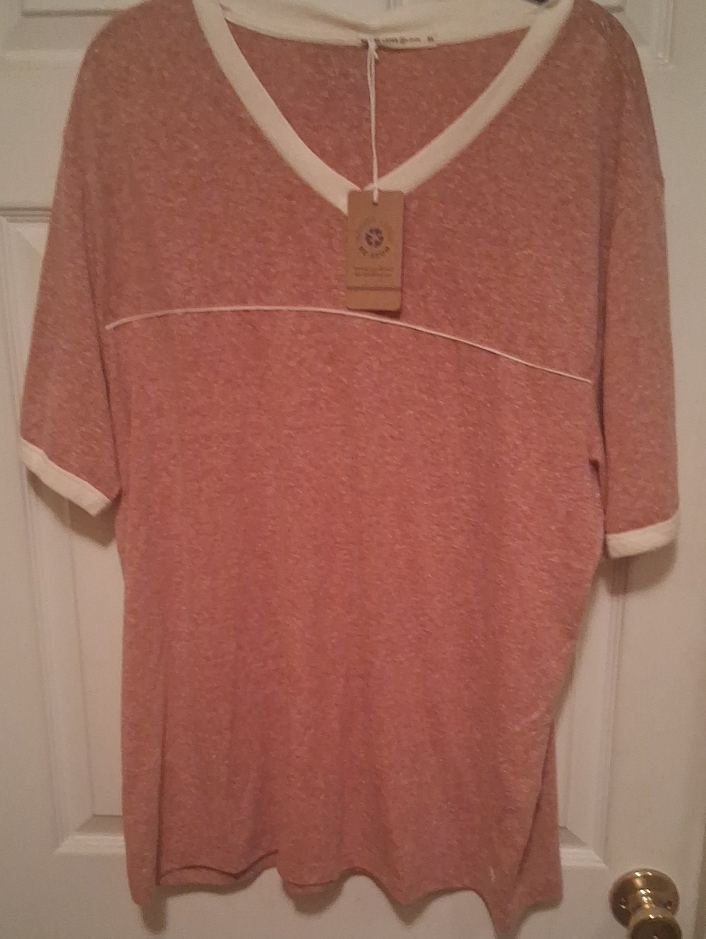 Marine Layee Heathered Rust Short Sleeve Shirt with Contrast Trim XL
